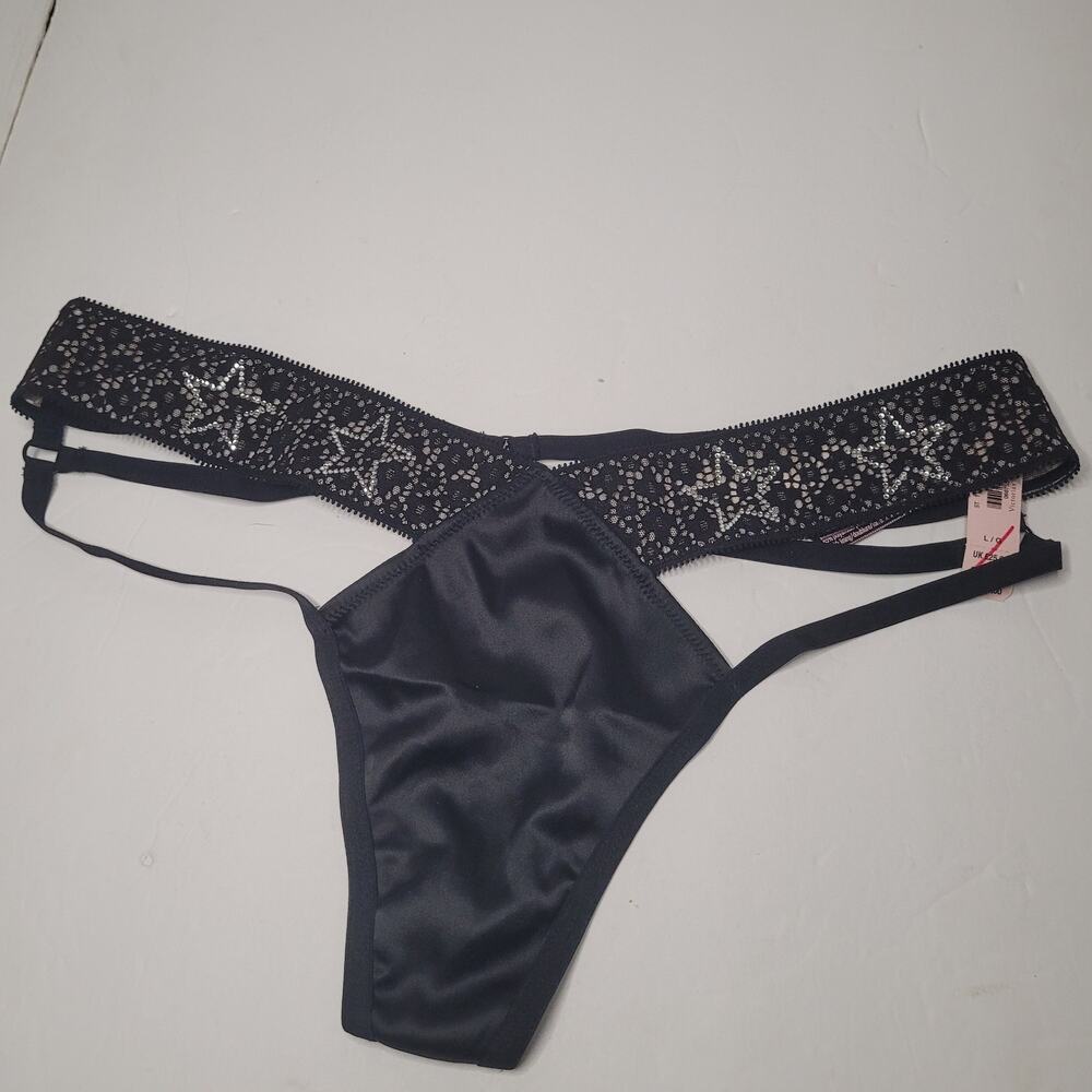 Victoria's Secret Rhinestone Star Strap Thong Panties L